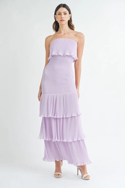 Lavender Moments Ruffle Tiered Smocked Maxi Dress Stylish Off-Shoulder Maxi Dress