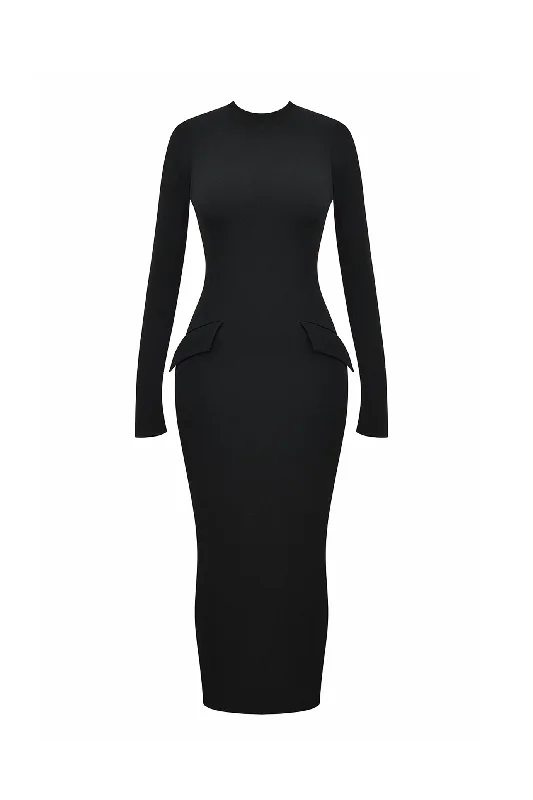 Marie-Louise Black Turtleneck Maxi Dress by House of CB Classic V-Neck Maxi Dress