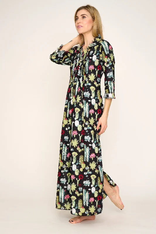 Cotton Annabel Maxi Dress in Black Cactus Classic Solid Maxi Dress