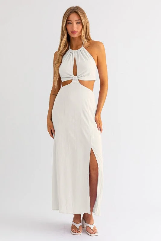 Weekend In Napa Halter Maxi Dress Trendy Button Front Maxi Dress