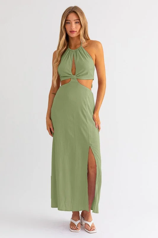 Weekend In Napa Halter Maxi Dress Comfortable Fit-and-Flare Maxi Dress