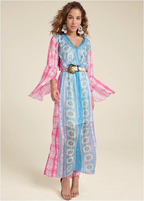 Printed Maxi Dress - Pink Multi Classic Tulle Maxi Dress