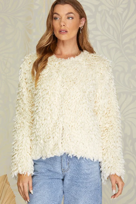 Long Sleeve Faux Fur Jacket Chenille Jacket Brocade Jacket Lace Jacket