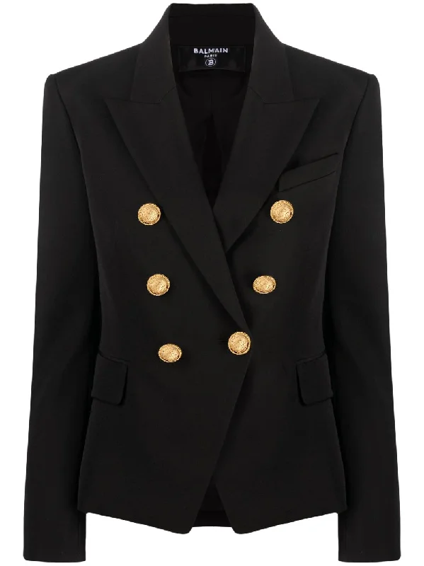 Balmain Jackets Black Collared Jacket Crew Neck Jacket Turtle Neck Jacket