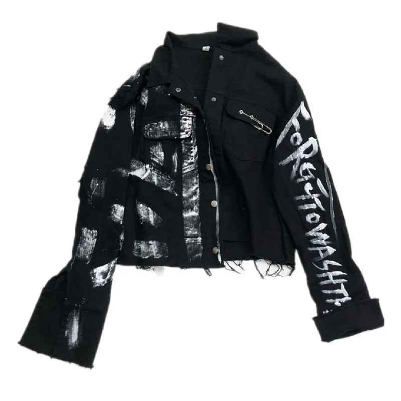 CHALKED™ Graffiti Jean Jacket Herringbone Jacket Houndstooth Jacket Plaid Jacket