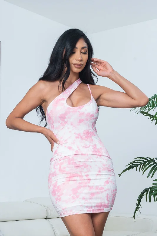 Tie Dye Crossover Halter Spaghetti Strap Rib Knit Mini Dress (CD40449-1) Elegant Mini Dress with Ruffles Tie Dye Crossover Halter Spaghetti Strap Rib Knit Mini Dress (CD40449-1) Elegant Mini Dress with Ruffles