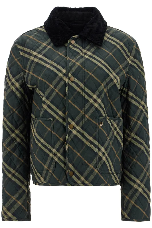 Country Check Quilted Cropped Jacket Nylon Fabric Polyester Fabric Spandex Fabric