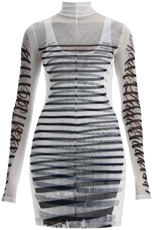 JEAN PAUL GAULTIER double layer mini dress with marinière print Trendy Button-Detail Mini Dress