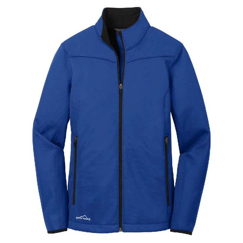 Eddie Bauer Women's Cobalt Blue Weather-Resist Softshell Jacket Ribbed Jacket Pleated Jacket Ruffled Jacket