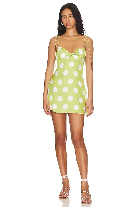 Forever Darling Polka Dot Mini Dress Cozy Satin Mini Dress