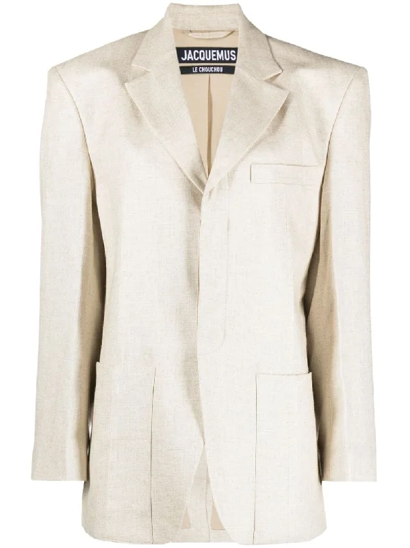 Jacquemus Jackets Beige Hooded Jacket Caped Jacket Shawl Collar Jacket