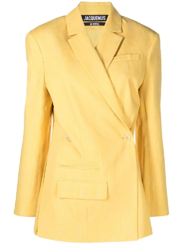 Jacquemus Jackets Yellow Herringbone Jacket Houndstooth Jacket Plaid Jacket