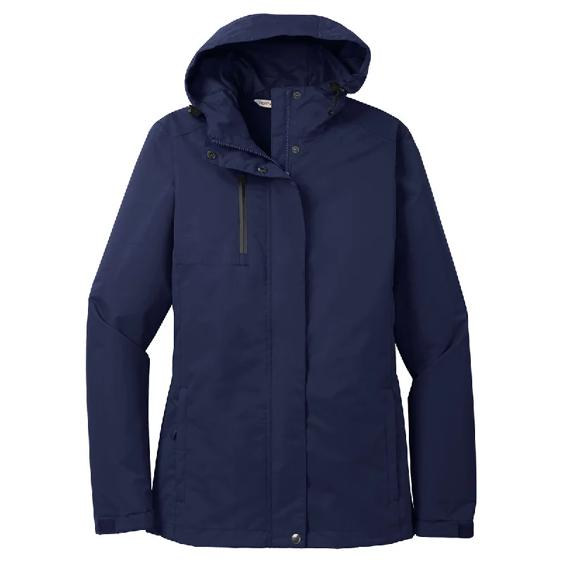 Port Authority Women's True Navy All-Conditions Jacket Insulated Jacket Fitted Jacket Loose Jacket