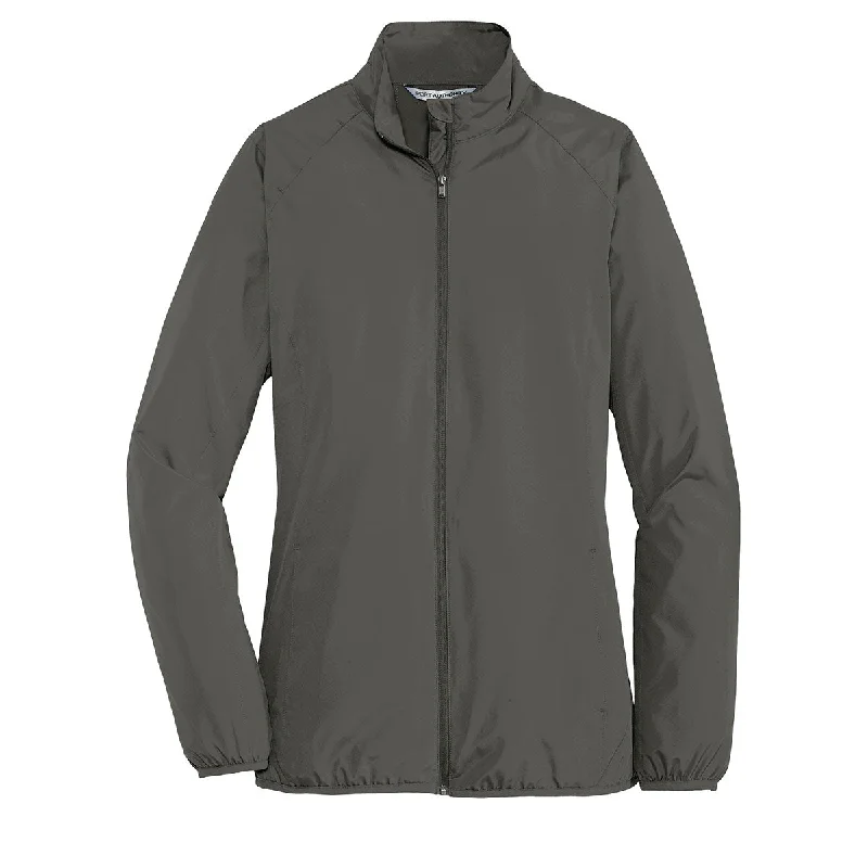 Port Authority Women's Grey Steel Zephyr Full-Zip Jacket A-Line Jacket Boat Neck Shawl Collar