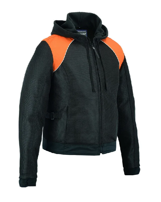 Ladies Mesh 3-in-1 Riding Jacket (Black/Orange) DS827 Welt Pockets Slit Pockets Flap Pockets