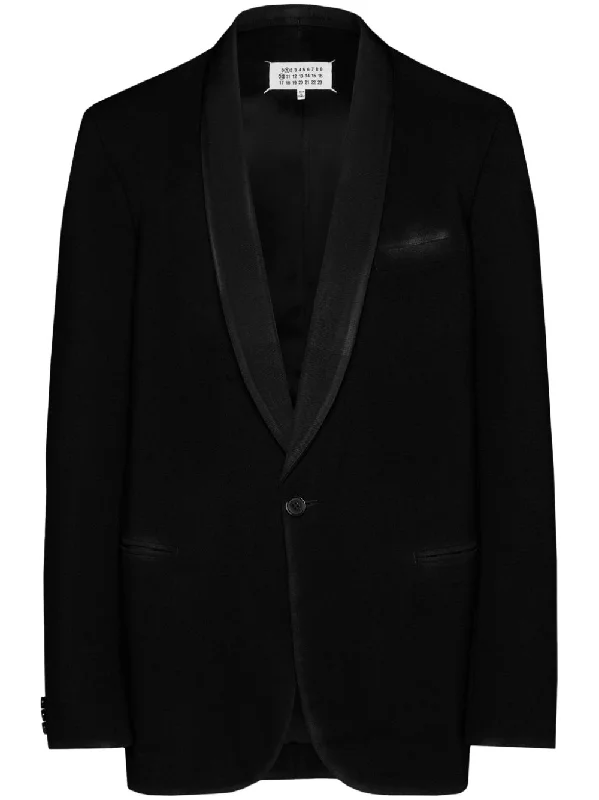 Maison Margiela Jackets Black Tiered Jacket Buttoned Jacket Zippered Jacket