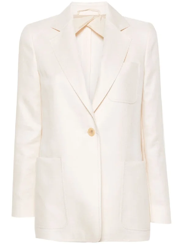 Max Mara Jackets White Tiered Jacket Buttoned Jacket Zippered Jacket