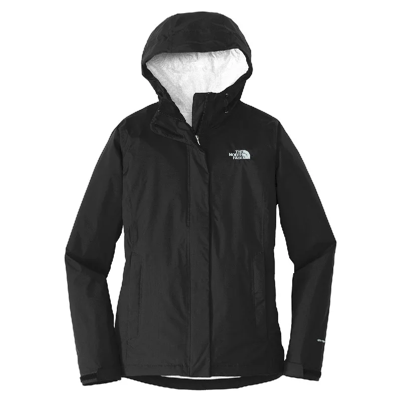 The North Face Women's Black Dryvent Rain Jacket Ribbed Jacket Pleated Jacket Ruffled Jacket