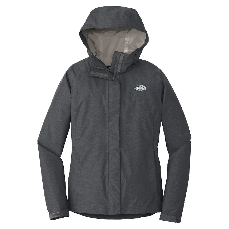 The North Face Women's Dark Grey Heather Dryvent Rain Jacket Cardigan Sweater Pullover