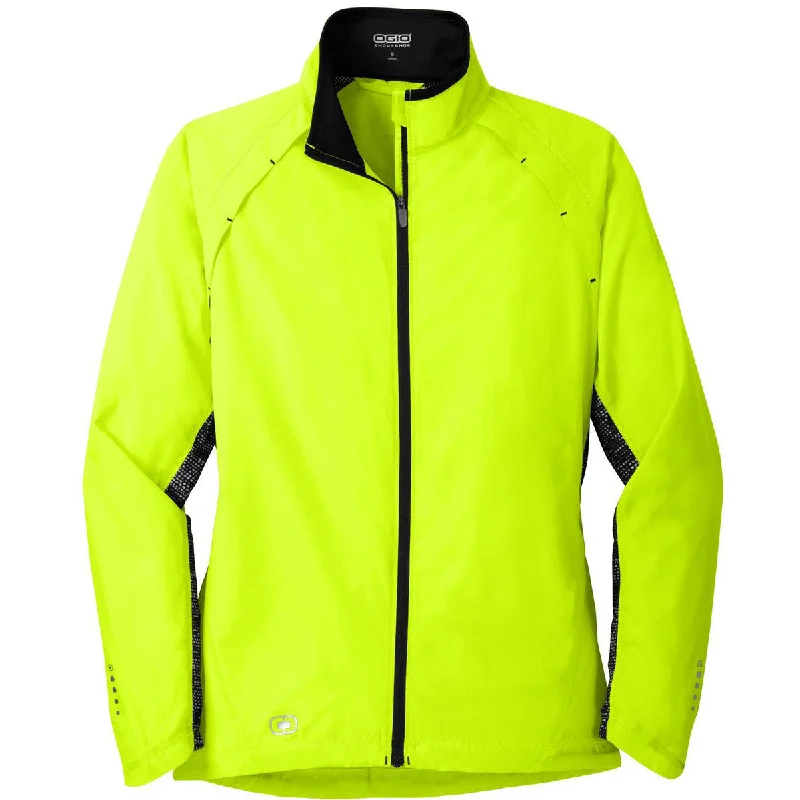 OGIO Endurance Women's Pace Yellow/Black/Reflective Velocity Jacket Zip Front Button Front Snap Front