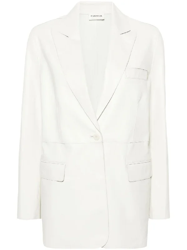 Parosh Jackets White V-Neck Jacket Boat Neck Jacket Square Neck Jacket