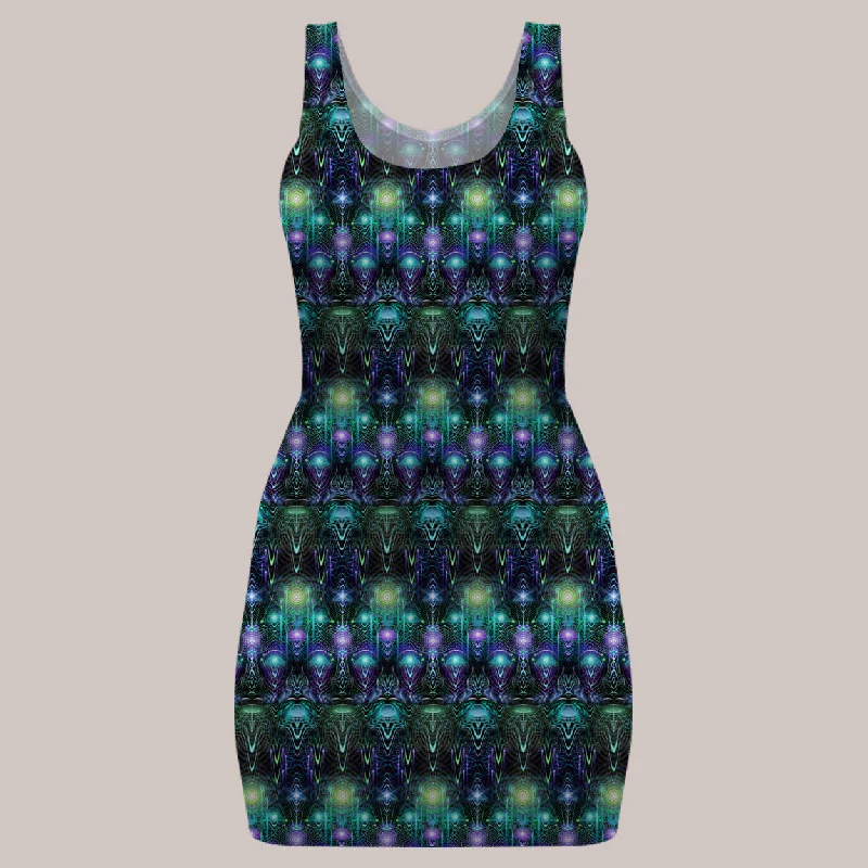 Psychedelic Mini Dress (UV/RGB, Eco-Friendly) | CERNUNNOS Trendy Crossover Mini Dress