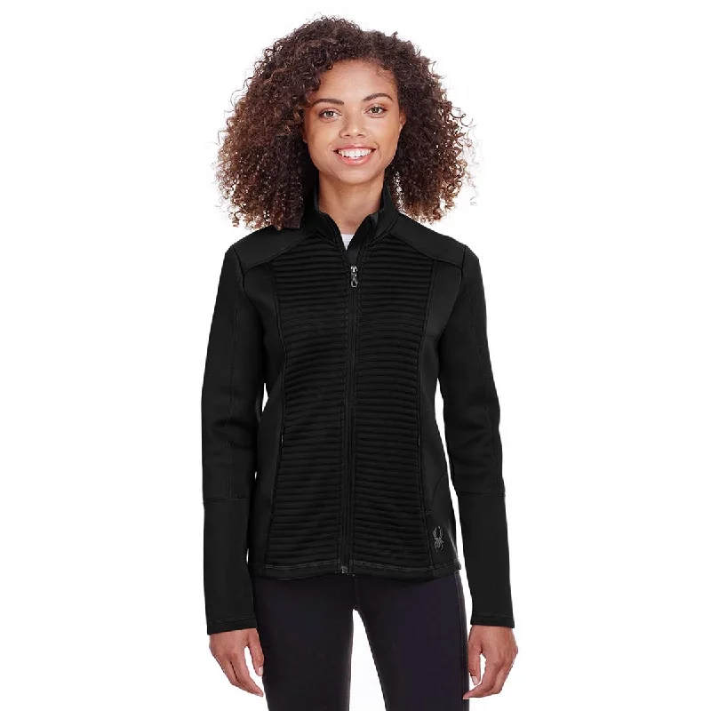 Spyder Women's Black Venom Full-Zip Jacket Stand-Up Collar Roll-Neck Collar Turtle Neck