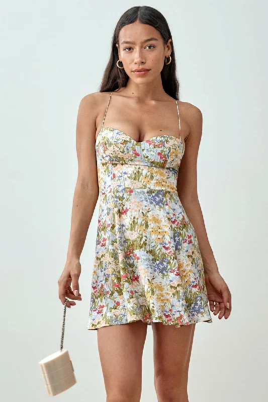 Season Favorite Floral Print Mini Dress Trendy A-Line Mini Dress