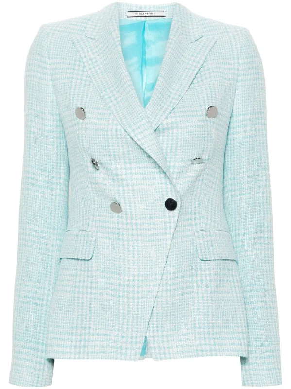 Tagliatore Jackets Clear Blue Herringbone Jacket Houndstooth Jacket Plaid Jacket