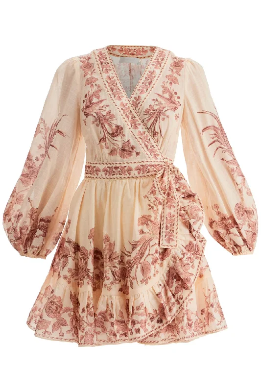 ZIMMERMANN waverly wrap mini dress Classic Floral Mini Dress