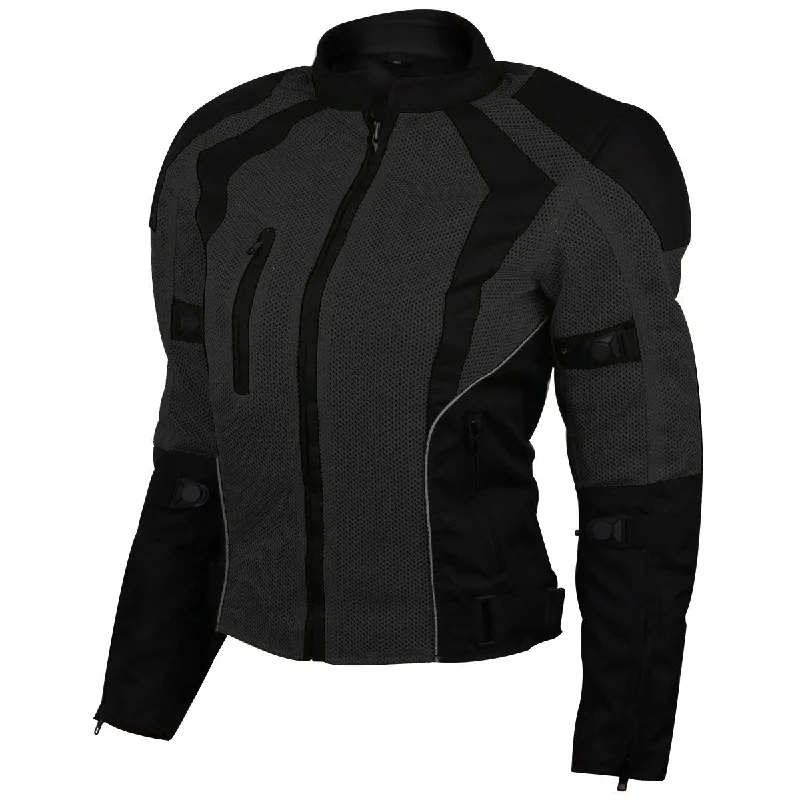 Womens Advanced 3-Season CE Armor Black Mesh Motorcycle Jacket Nylon Fabric Polyester Fabric Spandex Fabric Womens Advanced 3-Season CE Armor Black Mesh Motorcycle Jacket Nylon Fabric Polyester Fabric Spandex Fabric