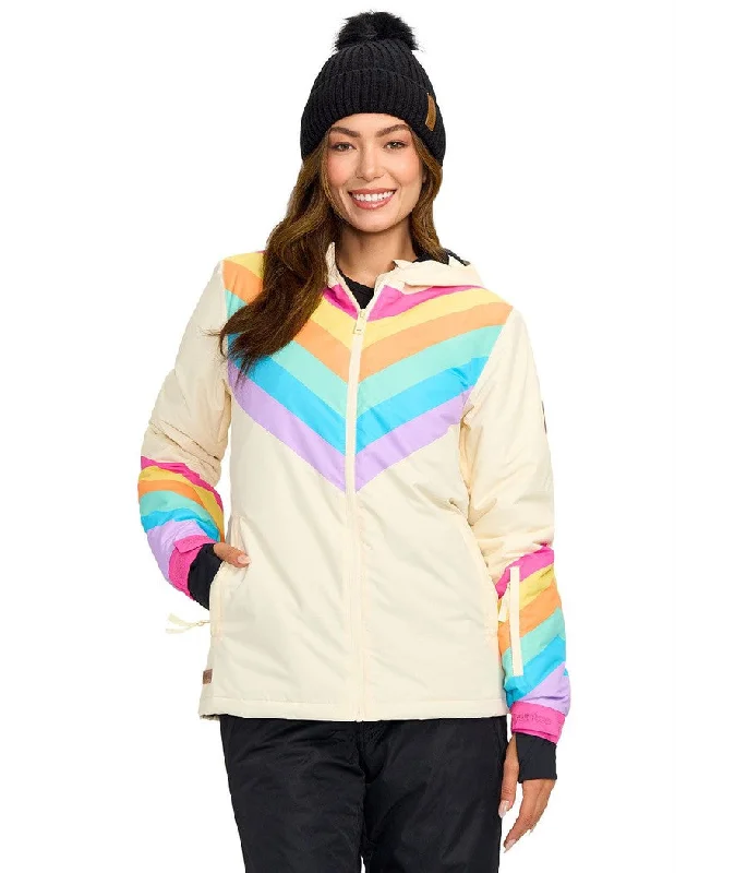 Women's Retro Rainbow Snow Jacket Notch Collar Peter Pan Collar Cowl Neck