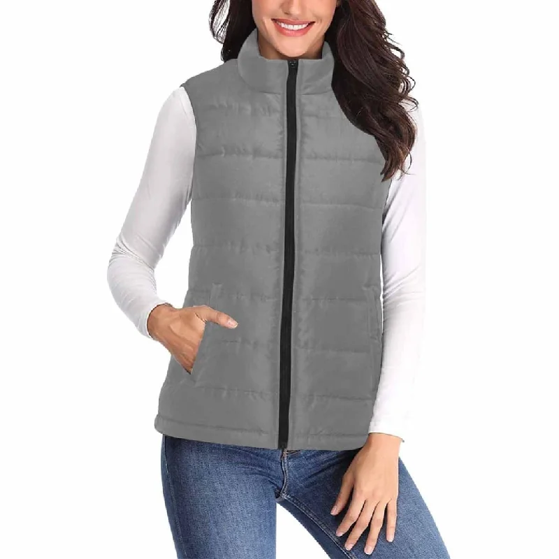 Womens Puffer Vest Jacket / Gray Denim Jacket Leather Jacket Suede Jacket