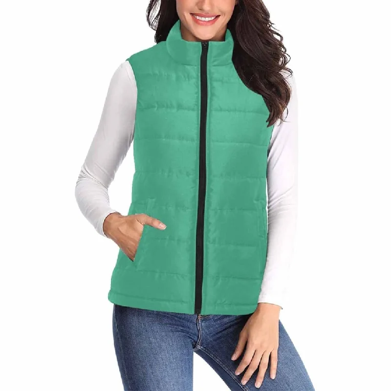 Womens Puffer Vest Jacket / Spearmint Green Cotton Fabric Linen Fabric Terry Fabric