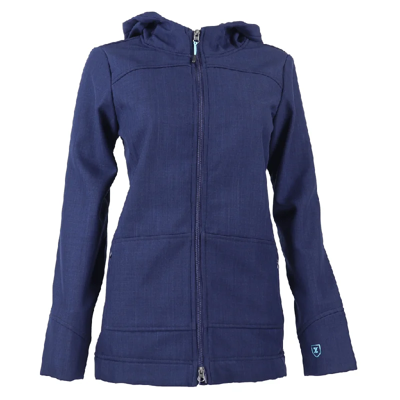 Zusa Women's Navy Cross-Hatch Wanderlust Traveler Jacket Nylon Jacket Polyester Jacket Spandex Jacket