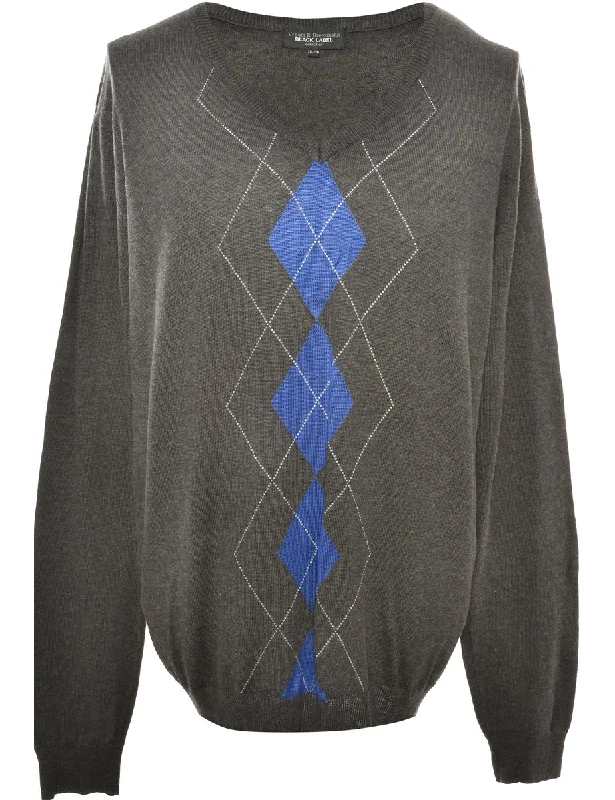 Argyle Black Jumper - XL Neon Metallic Matte