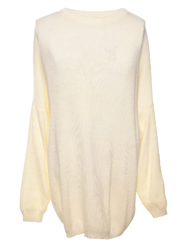 Cream Long Sleeved Jumper - XL Toggled Drawstring Belted