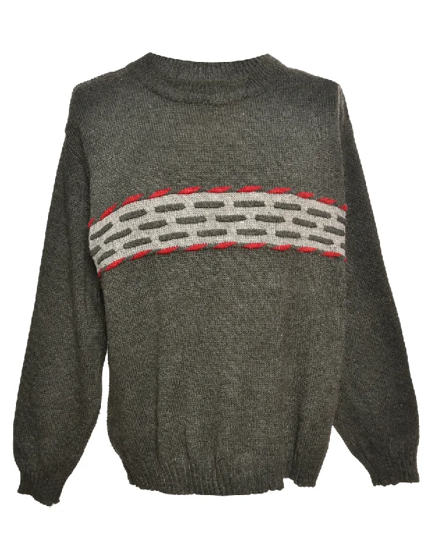 Grey Long Sleeved Jumper - XL Cashmere Blend Cotton Blend Poly Blend