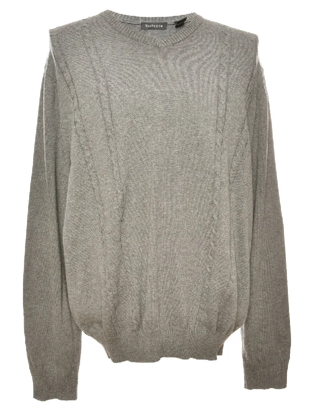 Grey Van Heusen Jumper - XL Sequined Glittery Shiny