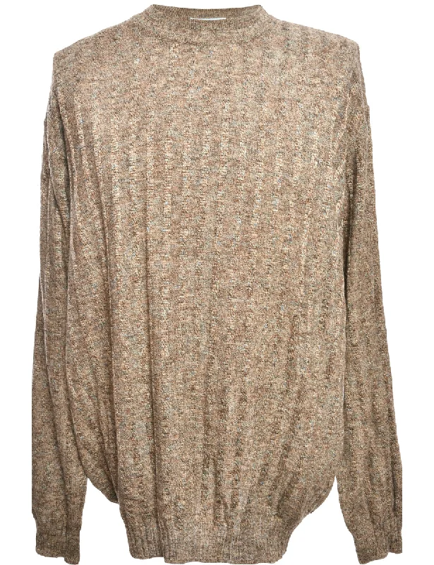 Long Sleeved Brown Jumper - L Stretchy Elastic Breathable