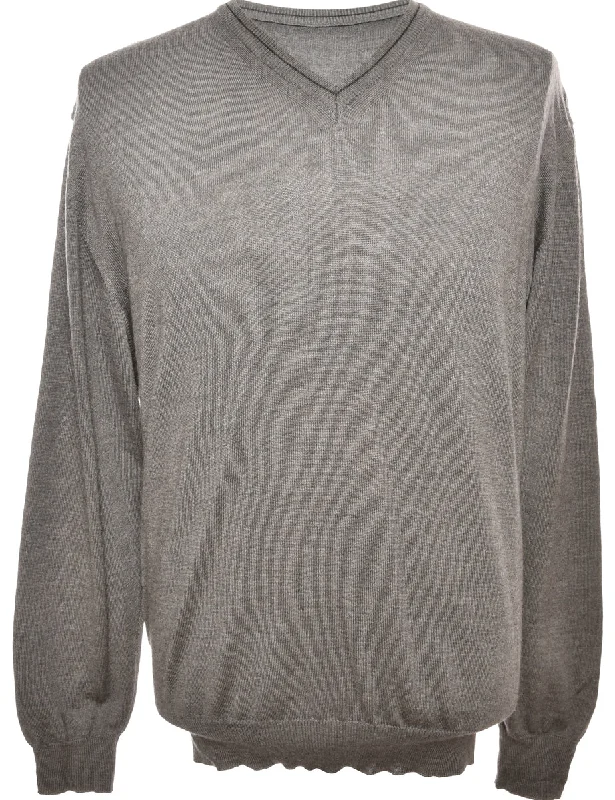 Long Sleeved Grey Jumper - M Nylon Fabric Polyester Fabric Spandex Fabric