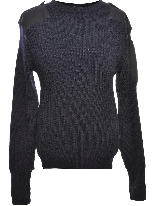 Long Sleeved Navy ]Jumper - M Polka Dot Checkered Tartan