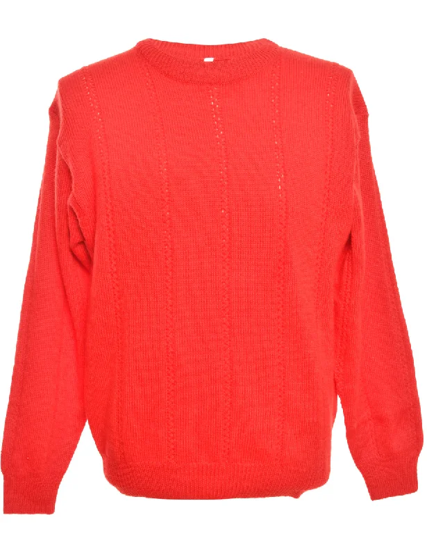 Long Sleeved Red Jumper - L Embroidered Appliqued Beaded