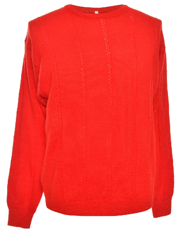 Long Sleeved Red Jumper - M Glossy Satin Silk