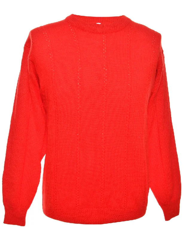 Long Sleeved Red Jumper - M Hooded Caped Shawl Collar