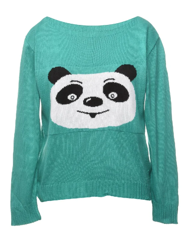 Panda Design Fine Knit Jumper - L Striped Floral Plaid