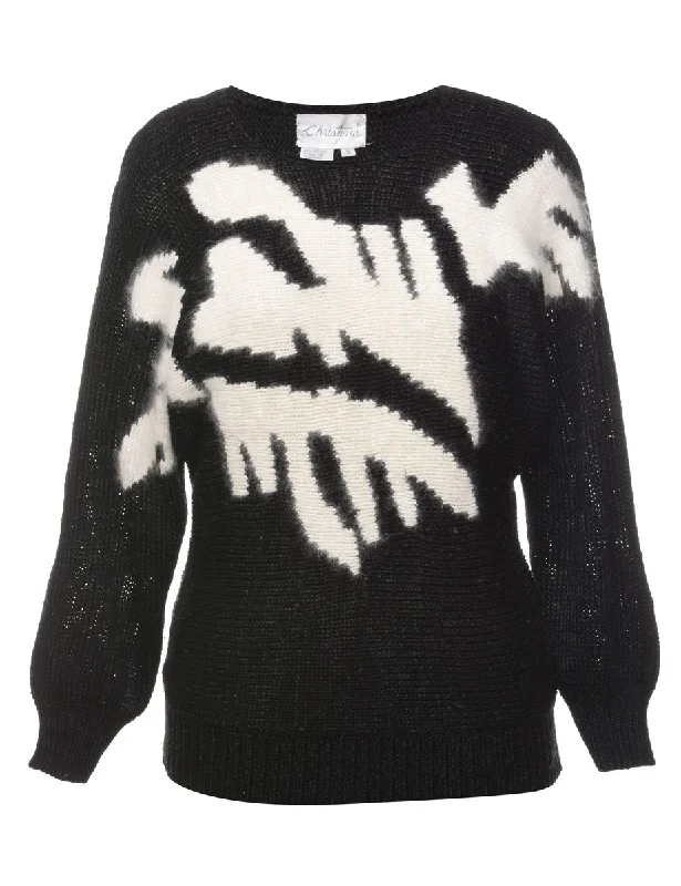 Patterned Black Jumper - S Transparent Opaque Sheer