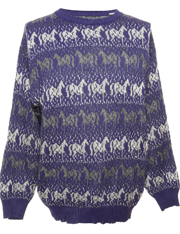 Patterned Purple Jumper - M Denim Fabric Leather Fabric Suede Fabric