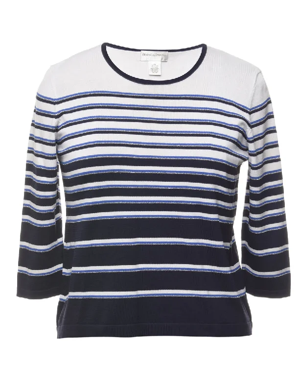 Petites Striped Jumper - M Hooded Caped Shawl Collar