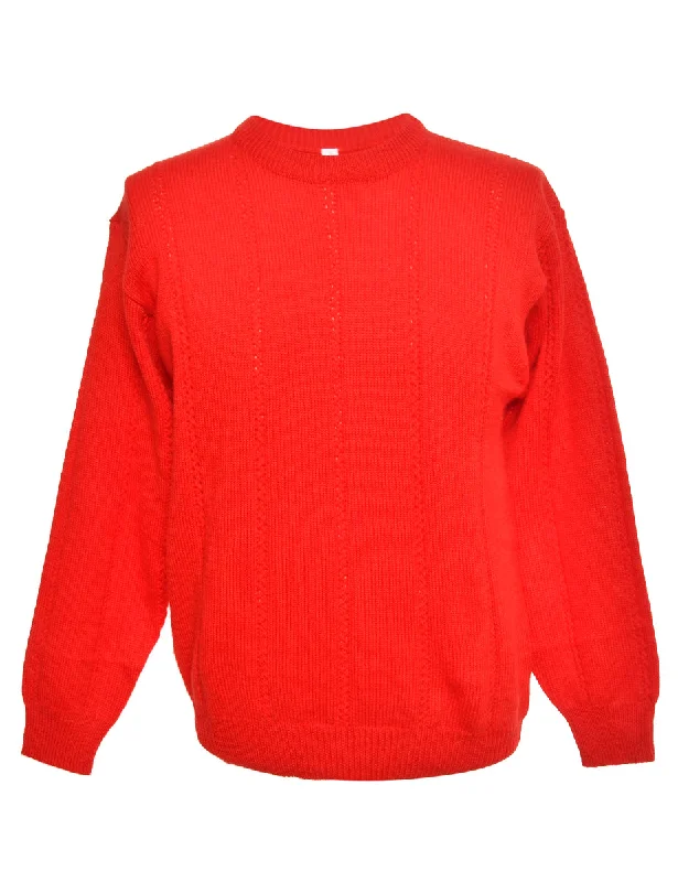 Red Long Sleeved Jumper - M Casual Formal Business